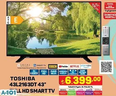 TOSHİBA 43LL2C63DT 43 FULL HD SMART LED TV